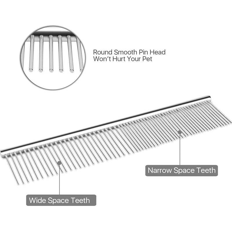 Stainless Steel Teeth Metal Comb Brush Pet Cat Dog Hair Grooming Trimmer Round - M:19*3.5CM 3