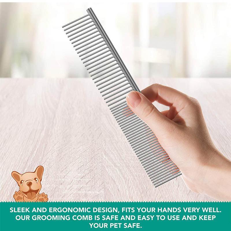 Stainless Steel Teeth Metal Comb Brush Pet Cat Dog Hair Grooming Trimmer Round - M:19*3.5CM 4