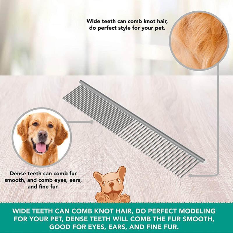 Stainless Steel Teeth Metal Comb Brush Pet Cat Dog Hair Grooming Trimmer Round - M:19*3.5CM 5