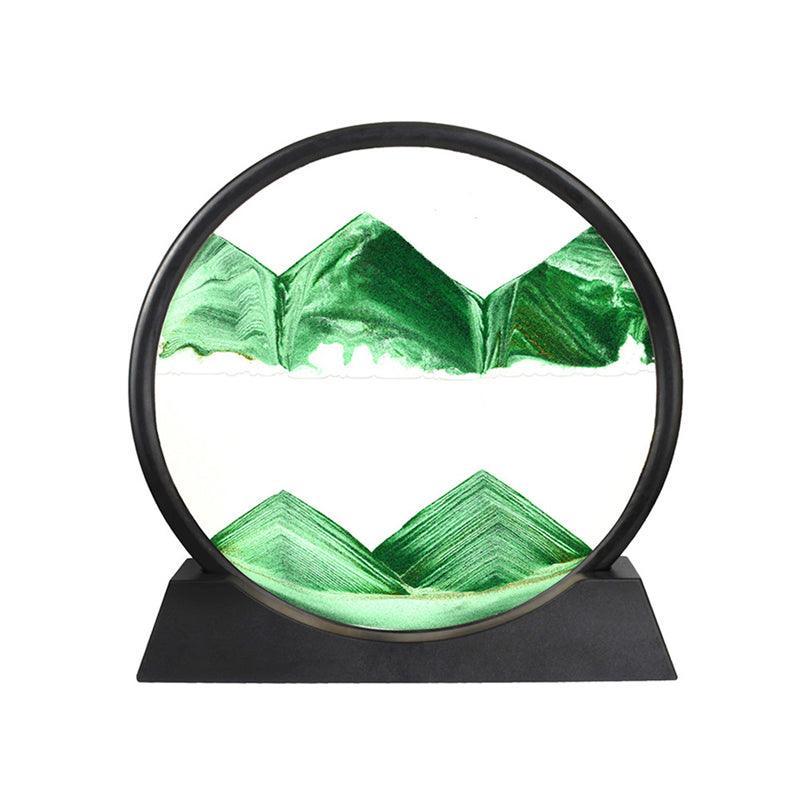 Moving Sand Art Picture Round Glass Quicksand Painting 3D Deep Sea Sandscape Au - Black 7