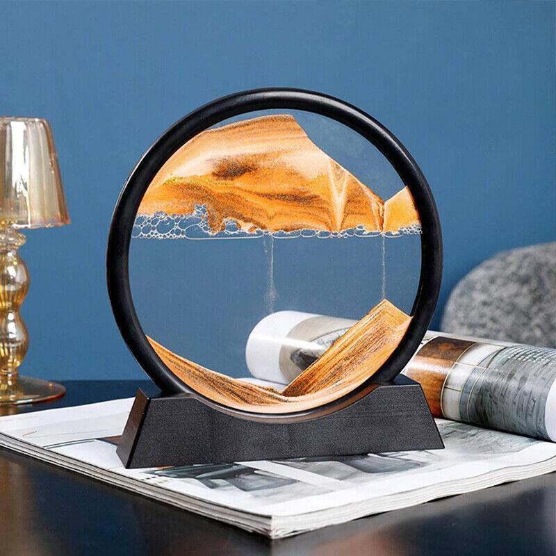 Moving Sand Art Picture Round Glass Quicksand Painting 3D Deep Sea Sandscape Au - Red 5