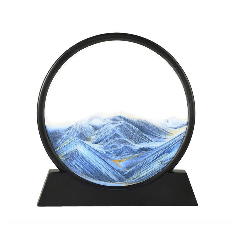 Moving Sand Art Picture Round Glass Quicksand Painting 3D Deep Sea Sandscape Au - Red 10