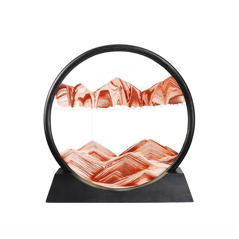 Moving Sand Art Picture Round Glass Quicksand Painting 3D Deep Sea Sandscape Au - Red 11