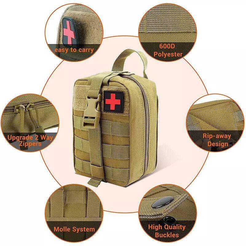 Tactical Molle Rip Away Emt Ifak Medical Pouch First Aid Kit Utility Bag Au Send - Red 4