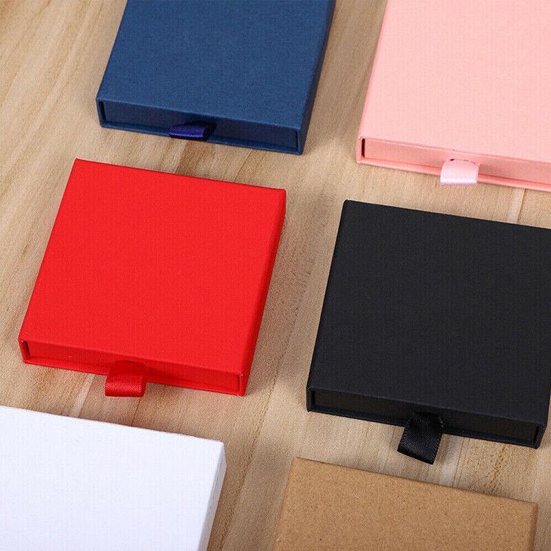 Cardboard Jewellery Gift Boxes Drawer Style Necklace Ring Earring Pendant Bracelet Case - Pink 5