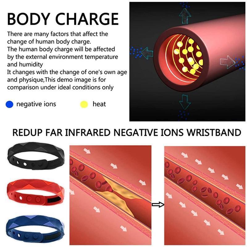 RedUp Far Infrared Negative Ions Wristband, Anti-Static Silicone Sport Bracelets - Black 5