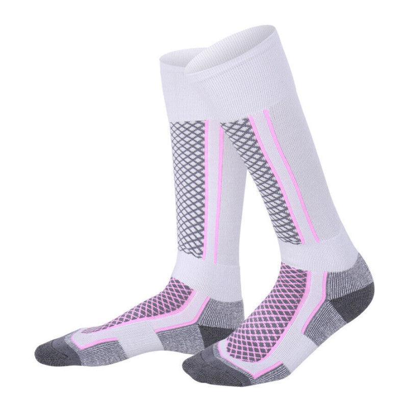 Men Women Long Warm Breathable Ski Socks Thicken Winter Sports Socks Au Stock - Pink&White(33-39) 8