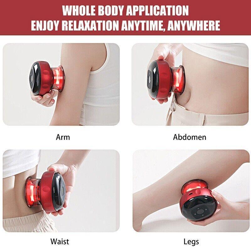 Electric Intelligent Vacuum Cupping Therapy Red Light Heating Body Slimming - Red 4