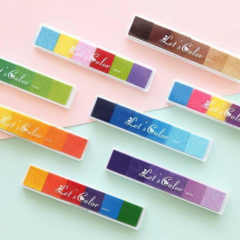Gradient Color Ink Pad Inkpad Rubber Stamp Water Based Diy Finger Print 10 Colours - S3 Brown 3