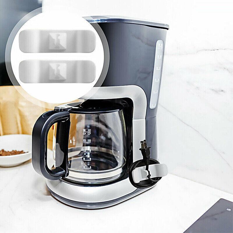 Cord Organizer Wrap Holder 4pcs Kitchen Appliance Cable Winder Adhesive Clip - 2PCS White+2PCS Black 4