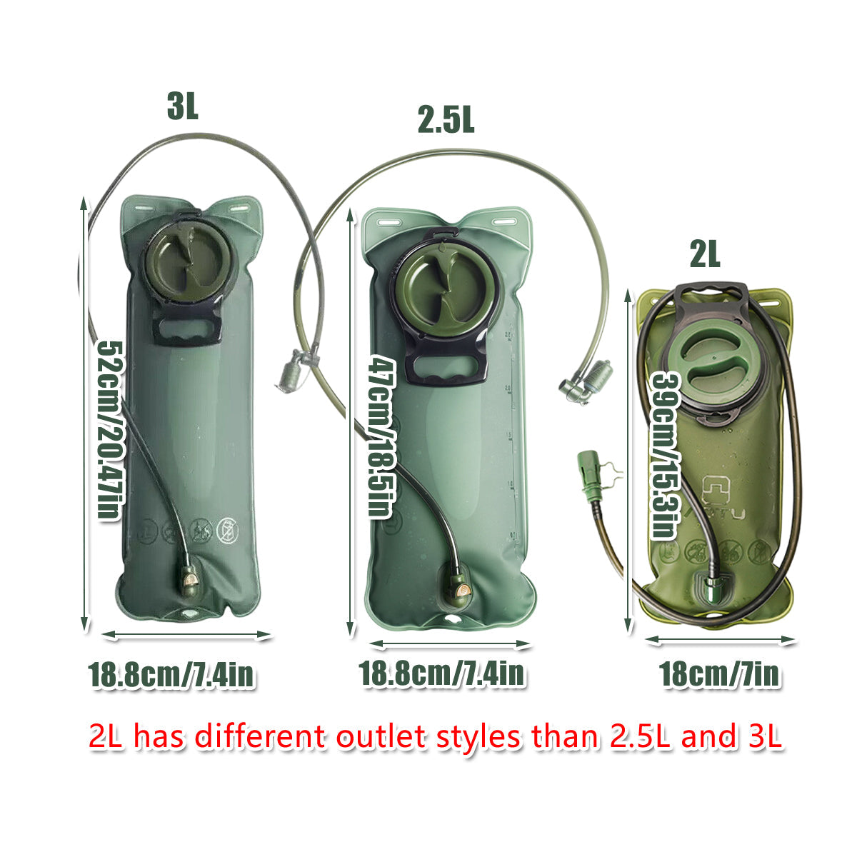 Hydration Bladder Water Bag 2L 2.5L 3L Outdoor Hiking Camping Cycling Pack - 2.5L 3