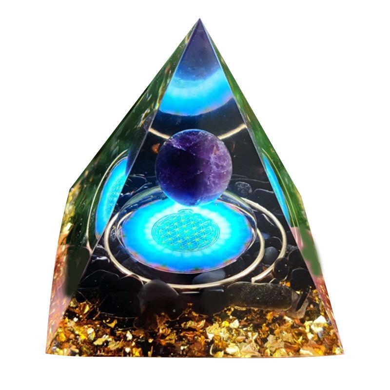 Amethyst Crystal Sphere Orgonite Pyramidamp Obsidians - Green Tree(50mmx50mm) 11