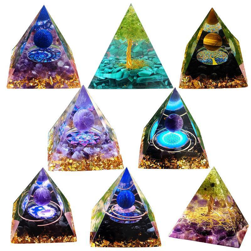 Amethyst Crystal Sphere Orgonite Pyramidamp Obsidians - Black Brown(60mmx60mm)