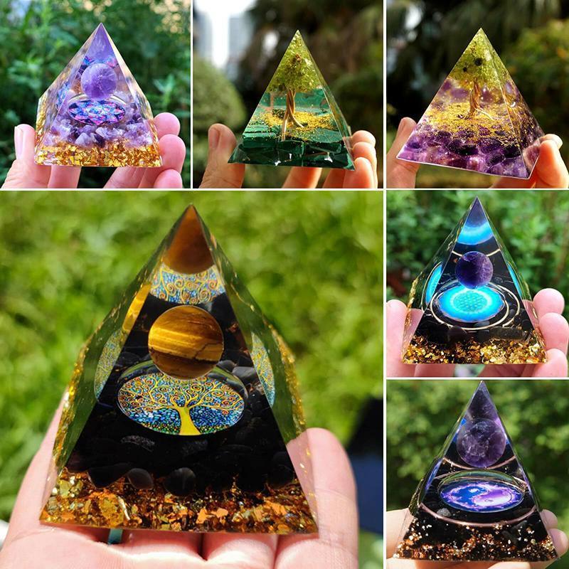 Amethyst Crystal Sphere Orgonite Pyramidamp Obsidians - Black Purple(60mmx60mm) 4