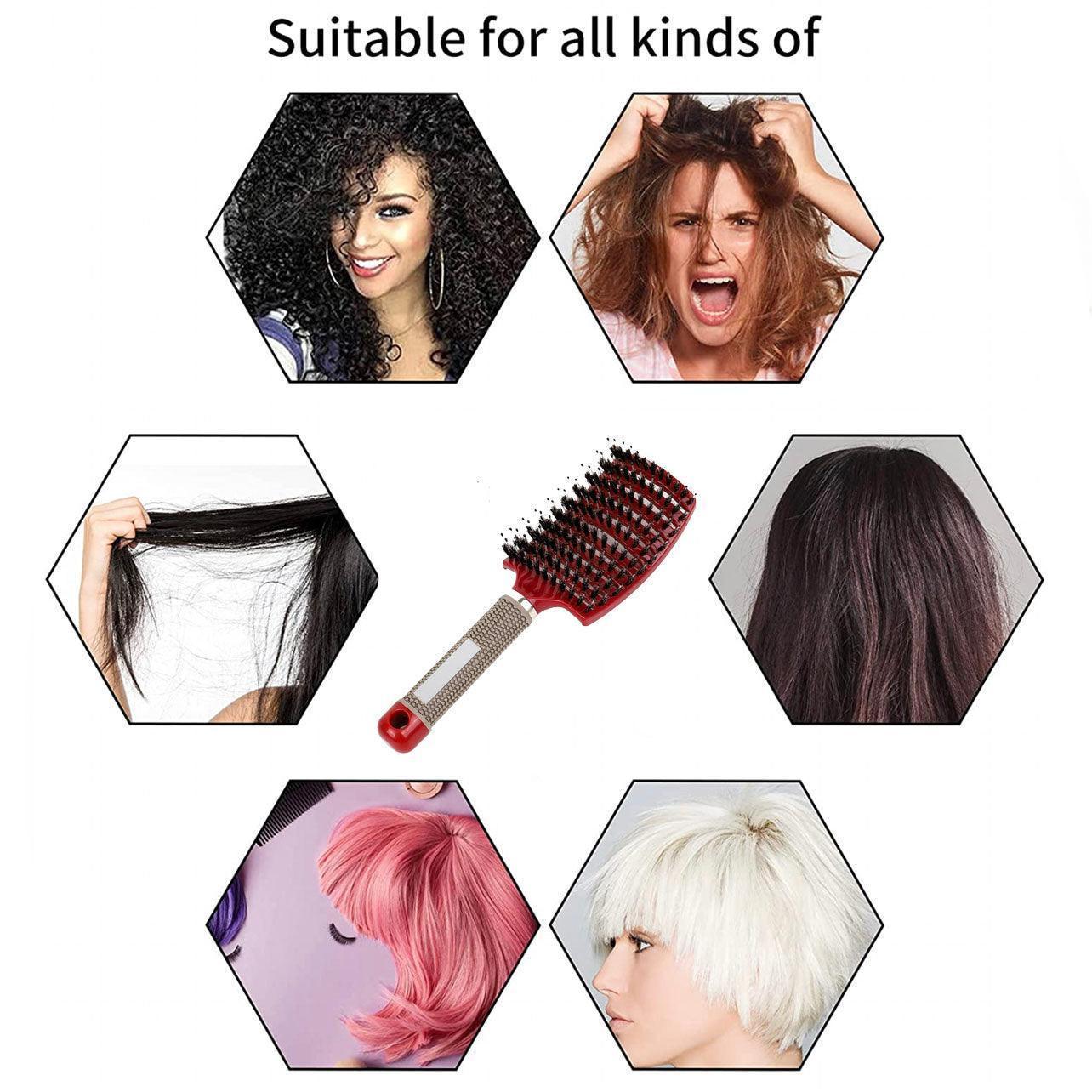 Detangle Nylon Boar Bristle Brush Hairbrush Smooth Hair Head Scalp Massage Comb - White *1 Unit 3