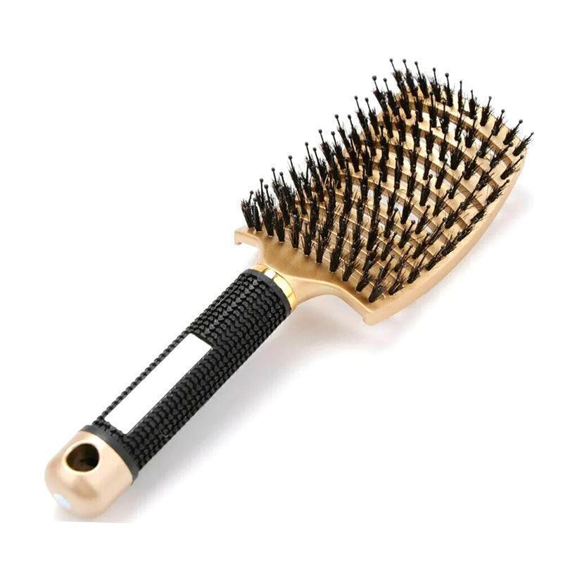 Detangle Nylon Boar Bristle Brush Hairbrush Smooth Hair Head Scalp Massage Comb - Gold *1 Unit 9