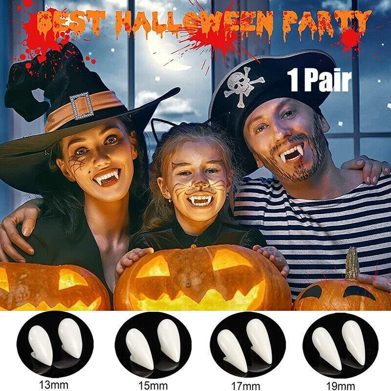 Cosplay Vampire Fangs Fake Teeth for Halloween Costume Party Dress Up 2PCS Prop Set - 13mm-1Piar