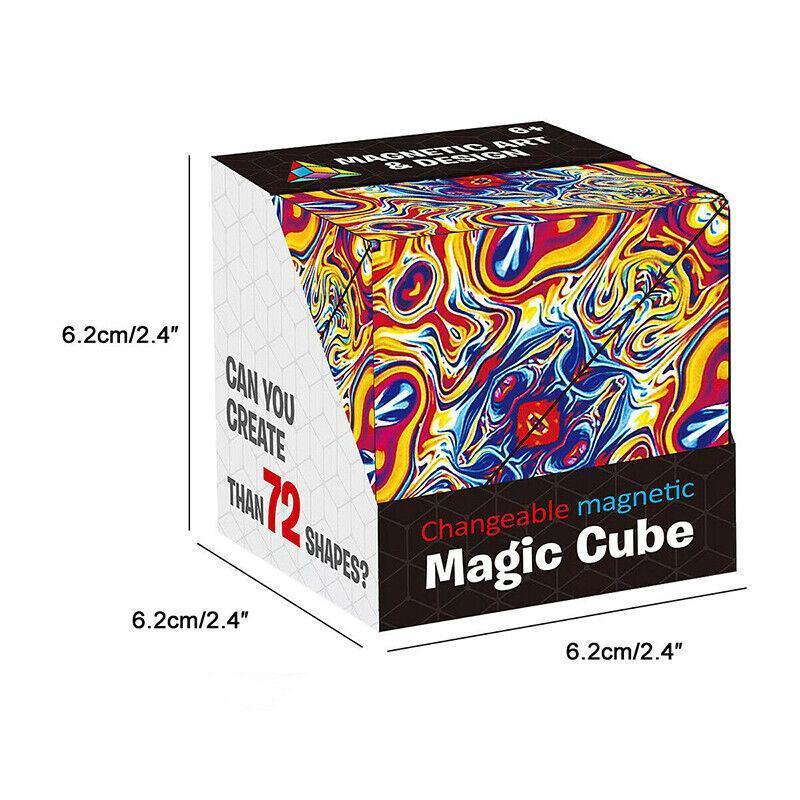 Variety Changeable Magnetic Magic Cube 3D Hand Flip Puzzle Anti Stress Toys Gift - Colourful Pattern 4