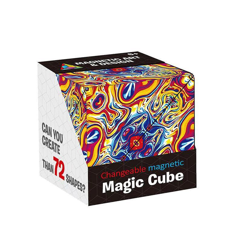 Variety Changeable Magnetic Magic Cube 3D Hand Flip Puzzle Anti Stress Toys Gift - Colourful Pattern 6