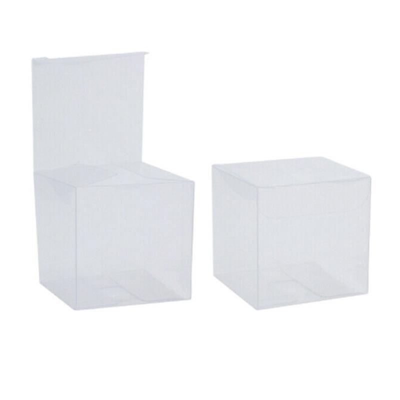 50 PVC Clear Transparent Macaron Square Cube Boxes For Wedding Favour Gift Candy - 50*50*50MM