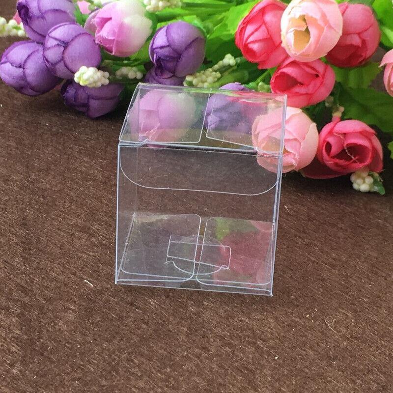 50 PVC Clear Transparent Macaron Square Cube Boxes For Wedding Favour Gift Candy - 70x70x70MM 3