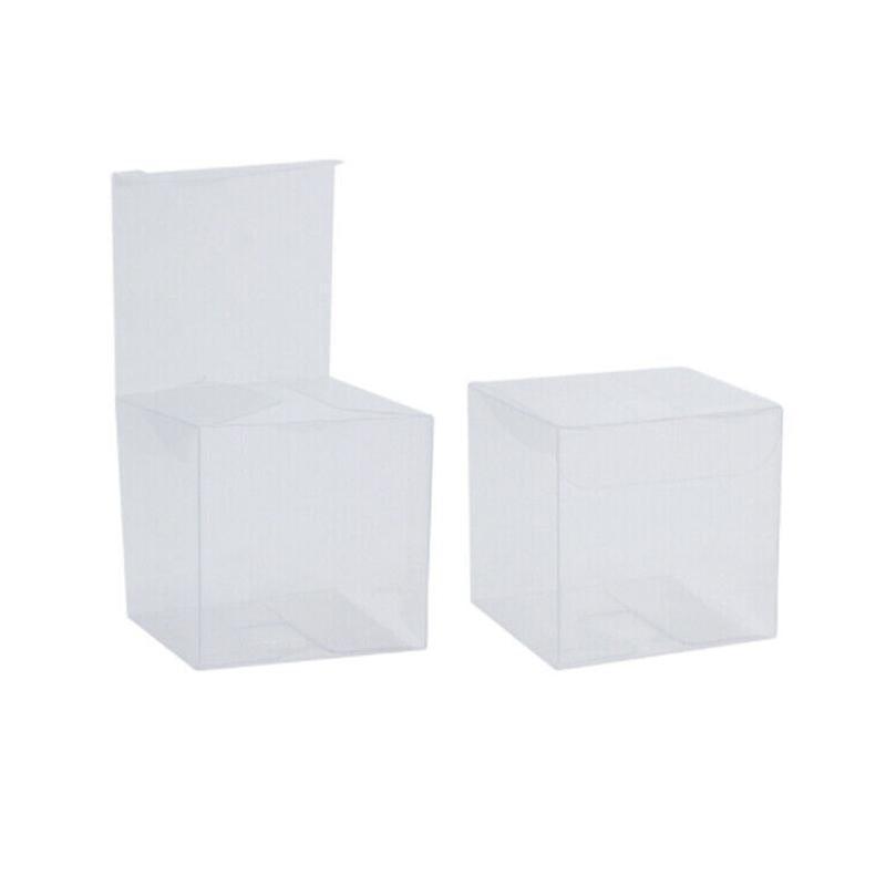 50 PVC Clear Transparent Macaron Square Cube Boxes For Wedding Favour Gift Candy - 90x90x90MM 8