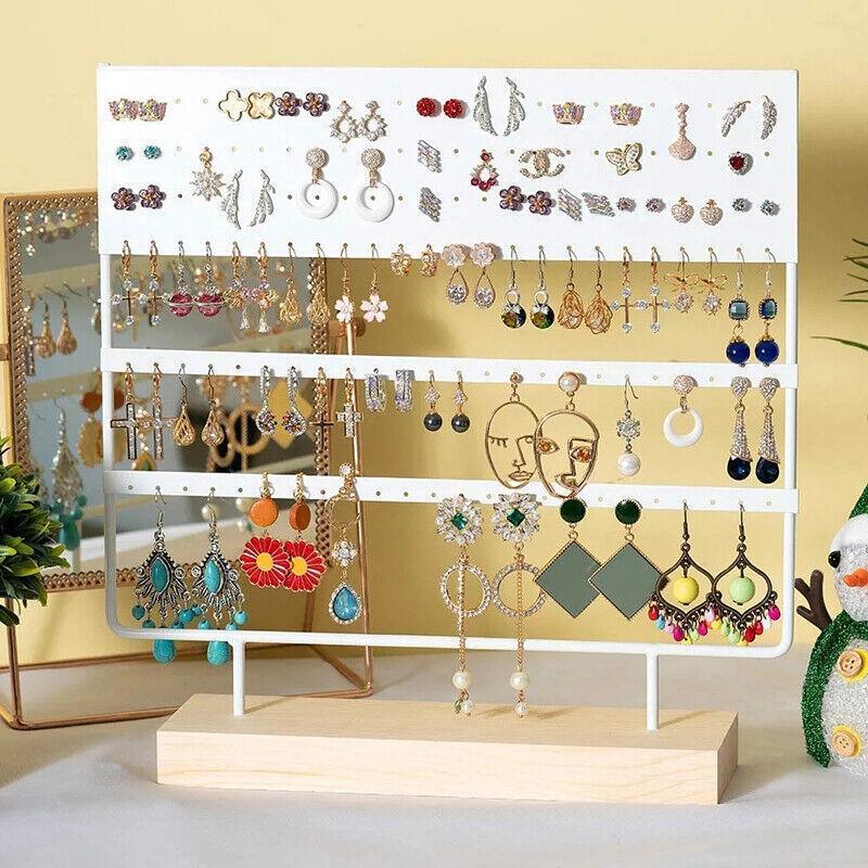 Earring Stand Display Rack 3-Tier Ear Stud Holder Jewelry Organizer 144 Holes - White 4