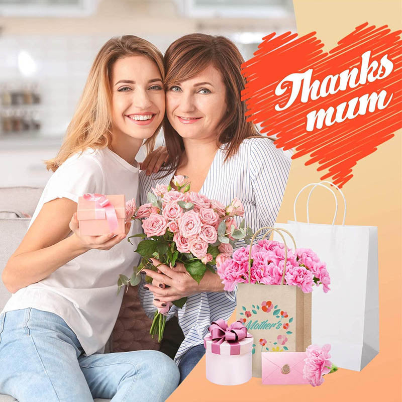 50X Kraft Paper Bags Gift Shopping Carry Craft Brown Bag With Handles - S-15cmx21cmx8cm 4