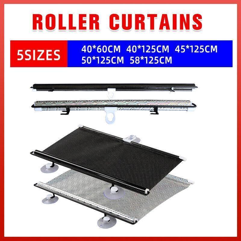 Black Roller Blinds Suction Cup Sunshade Blackout Curtains Car Home Window Curtains - 40 X 125 CM