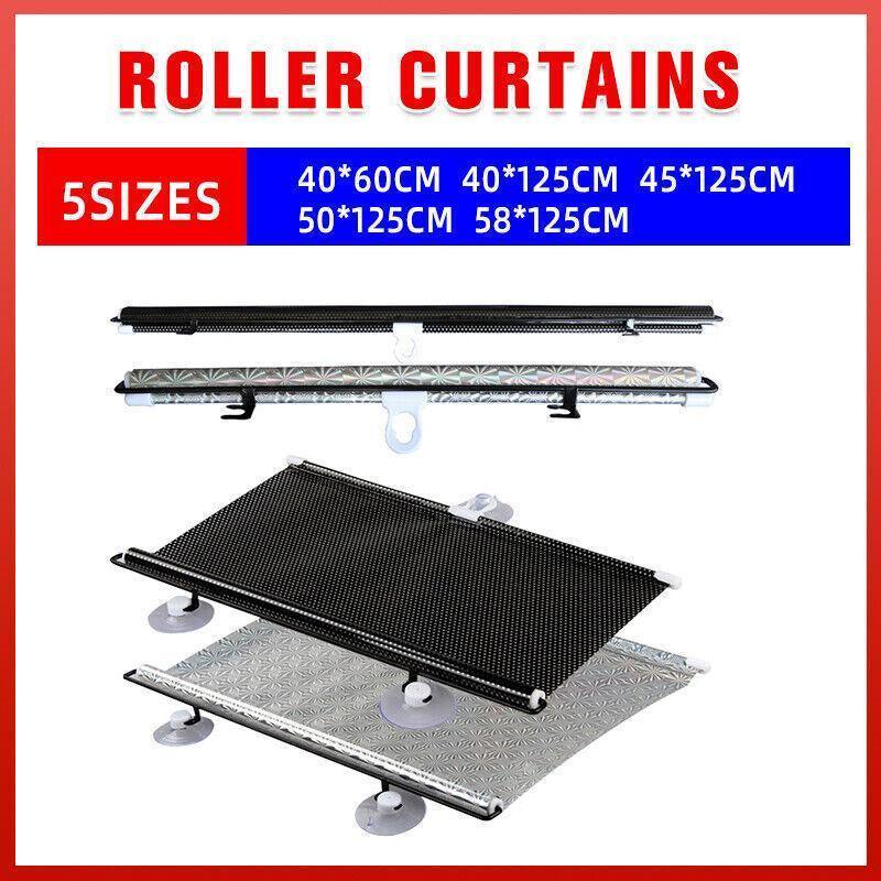 Silver Roller Blinds Suction Cup Sunshade Blackout Curtains Car Home Window Curtains - 40 X 125 CM