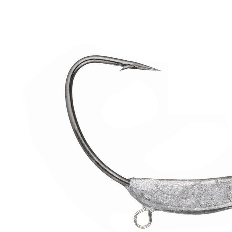 Weedless Jighead Hook Swimbait Worm Fishing Lure Wide Gap Single Barbed Spinner - 3/0# 5