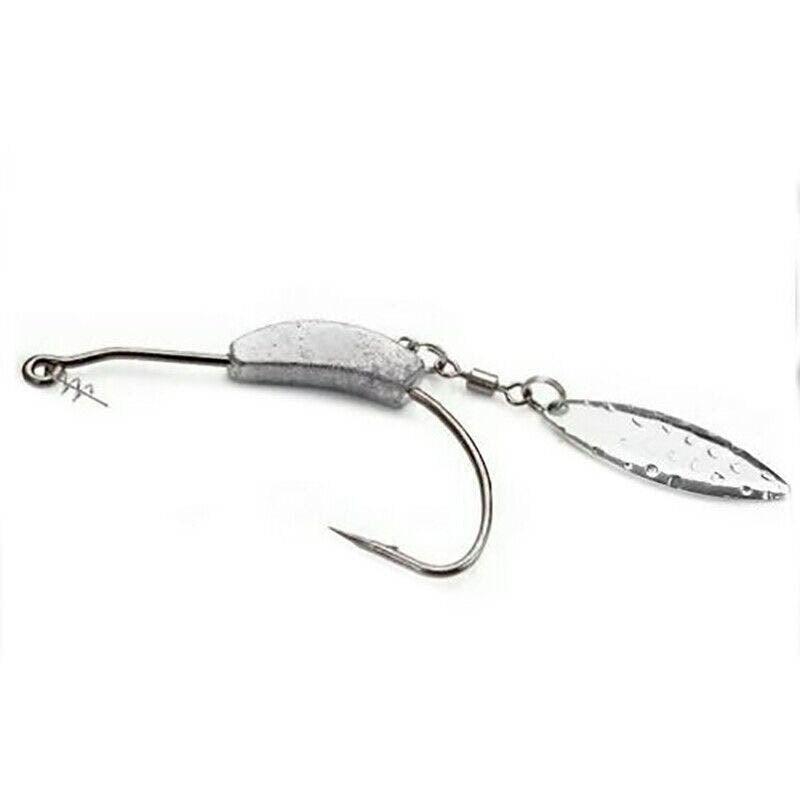 Weedless Jighead Hook Swimbait Worm Fishing Lure Wide Gap Single Barbed Spinner - 3/0# 7