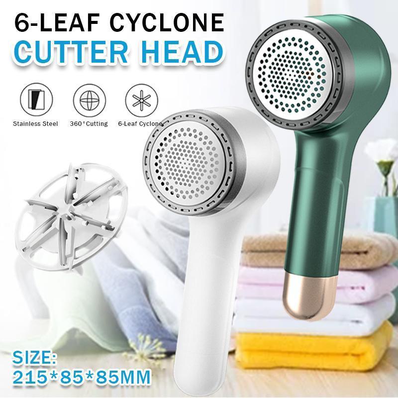 Rechargeable Fabric Lint Remover Electric Clothes Shaver White Green Replacement Blade - White