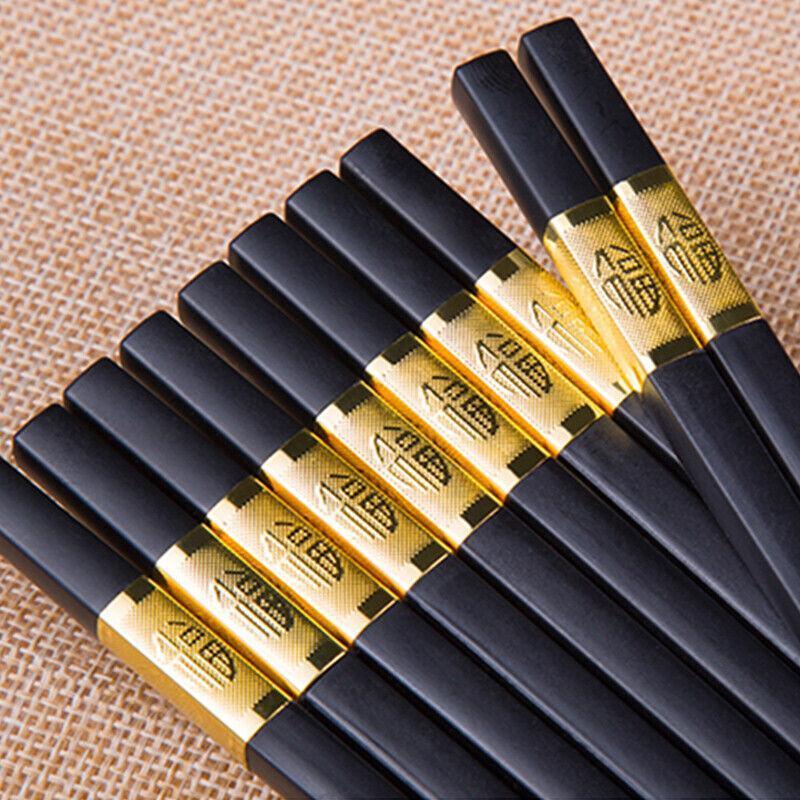 10Pairs Premium Fiberglass Reusable Chopsticks - Dishwasher Safe - Golden-1 4