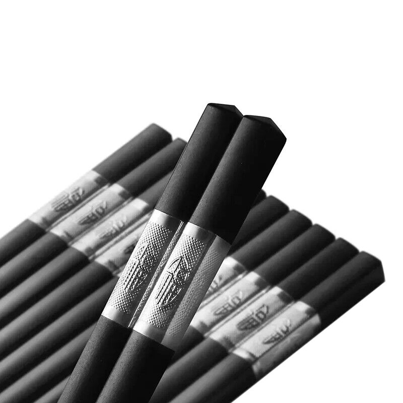 10Pairs Premium Fiberglass Reusable Chopsticks - Dishwasher Safe - Golden-1 9