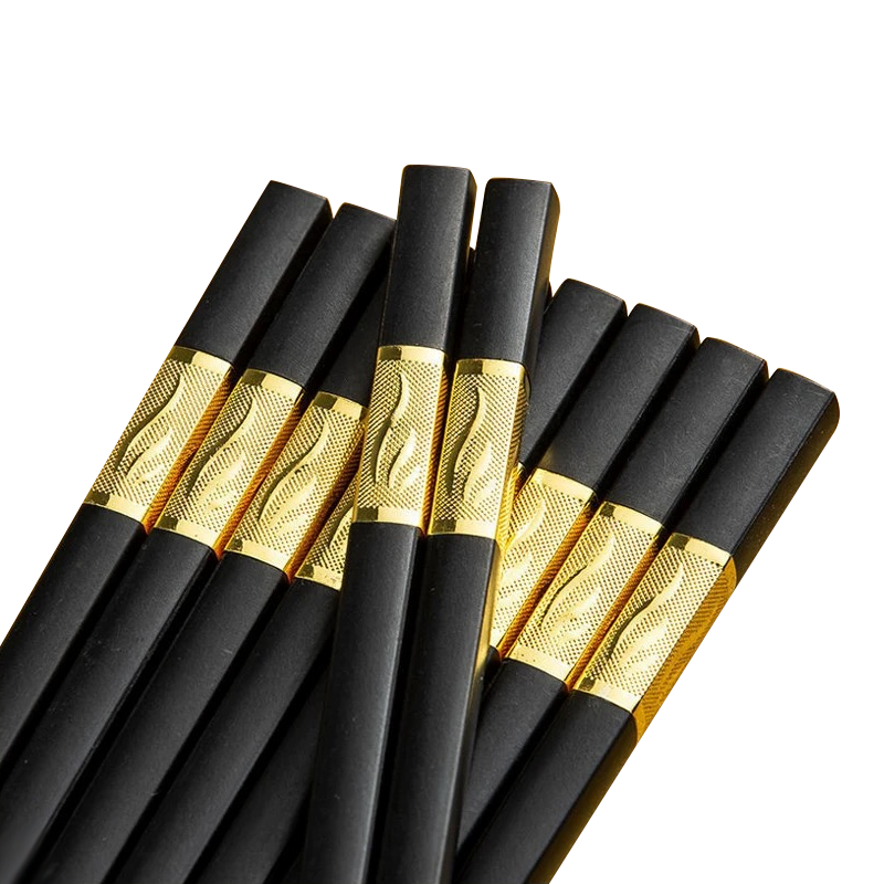 10Pairs Premium Fiberglass Reusable Chopsticks - Dishwasher Safe - Golden-3 7