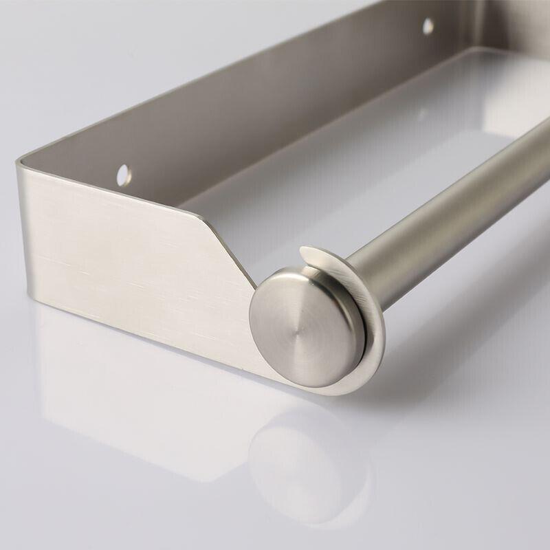 Paper Towel Holder Under Cabinet Wall Mount Stainless Steel Rack Kitchen - Silver 5