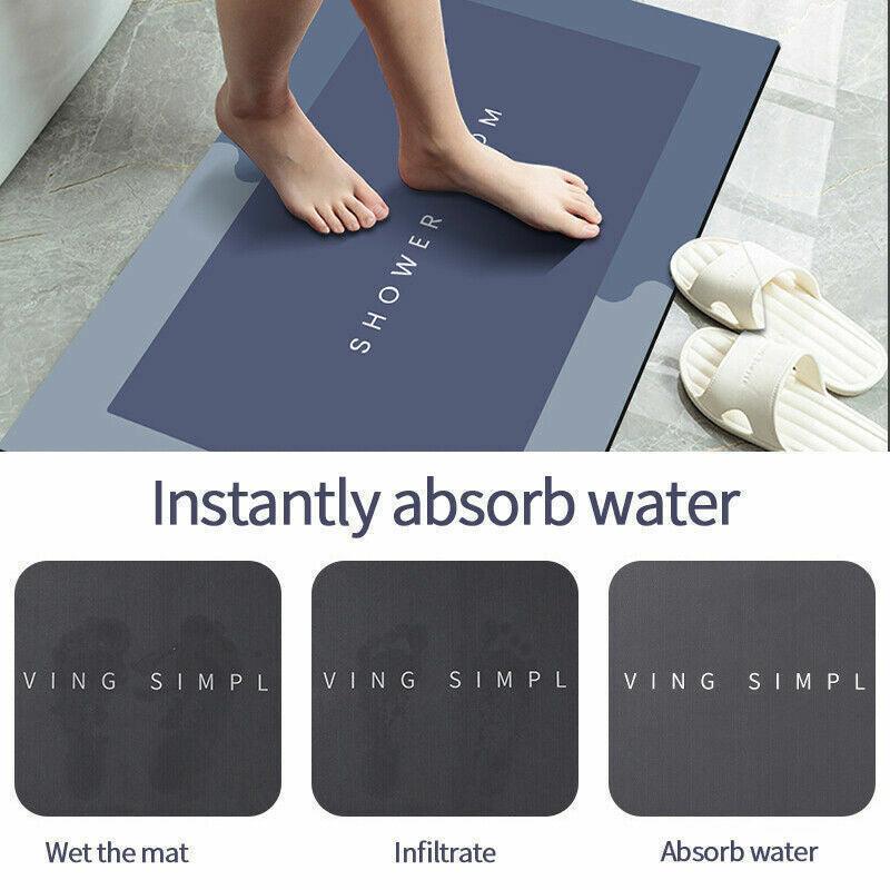 40*60CM Super Absorbent Floor Mat Soft Quick-Drying Non-Slip Diatom Mud Bath - Blue-Retangle 5