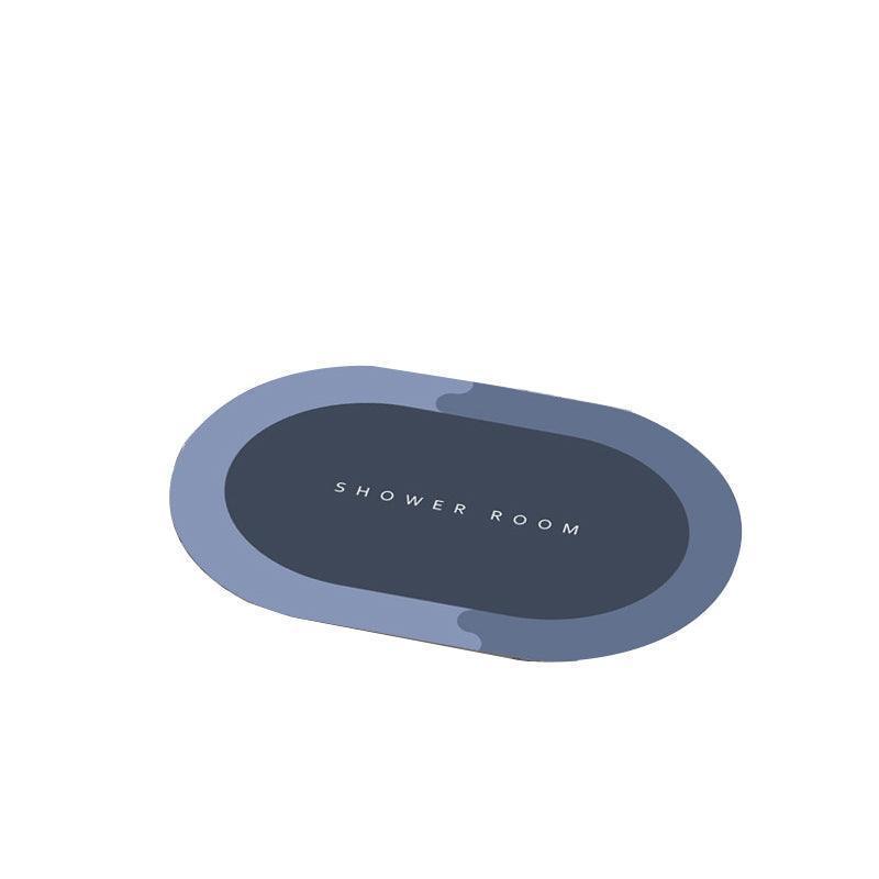 40*60CM Super Absorbent Floor Mat Soft Quick-Drying Non-Slip Diatom Mud Bath - Blue-Oval 9