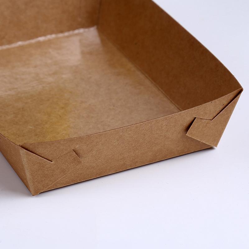 500PCS Kraft Cardboard Food Disposable Tray Brown Party Chips Takeaway Container - 3# 16*11*4cm 5