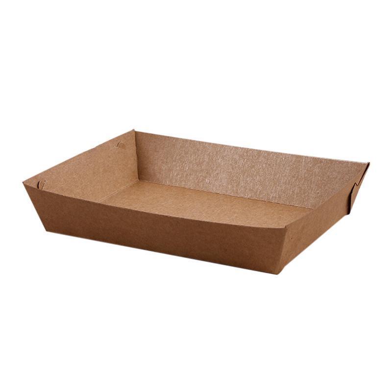 500PCS Kraft Cardboard Food Disposable Tray Brown Party Chips Takeaway Container - 3# 16*11*4cm 6