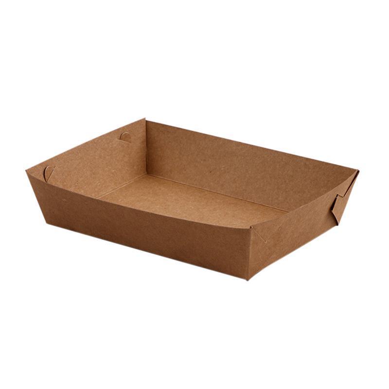 500PCS Kraft Cardboard Food Disposable Tray Brown Party Chips Takeaway Container - 3# 16*11*4cm 7