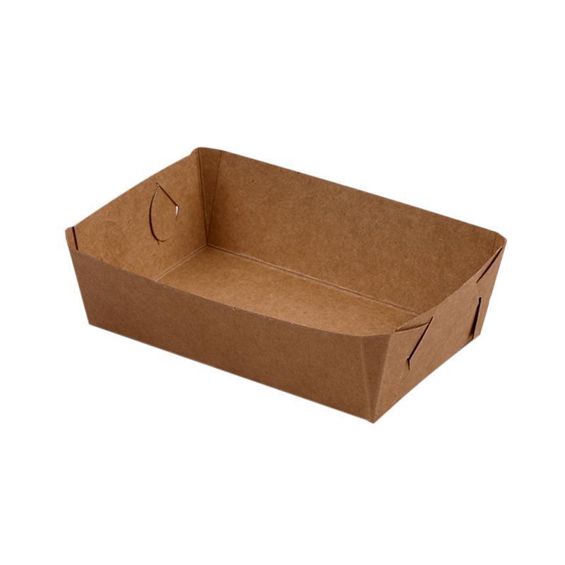 500PCS Kraft Cardboard Food Disposable Tray Brown Party Chips Takeaway Container - 3# 16*11*4cm 8