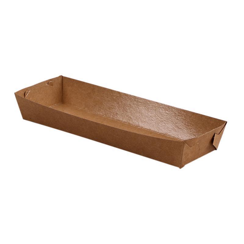 500PCS Kraft Cardboard Food Disposable Tray Brown Party Chips Takeaway Container - 3# 16*11*4cm 9