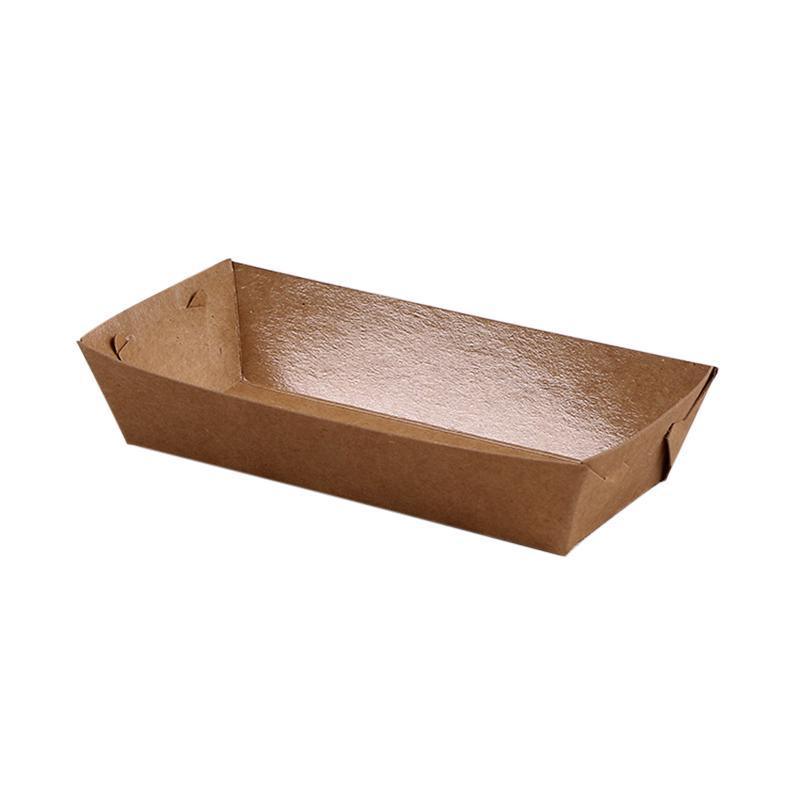 500PCS Kraft Cardboard Food Disposable Tray Brown Party Chips Takeaway Container - 3# 16*11*4cm 10
