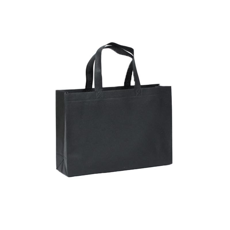 100PCS Reusable Non Woven Shopping Bags Eco Friendly Washable Tote Bags Black - 41X35X12CM 6