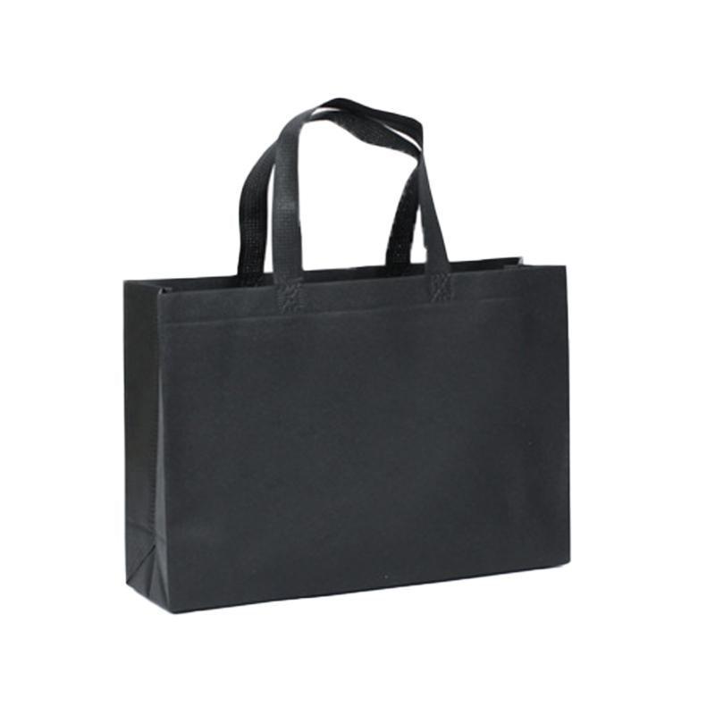 100PCS Reusable Non Woven Shopping Bags Eco Friendly Washable Tote Bags Black - 41X35X12CM 7