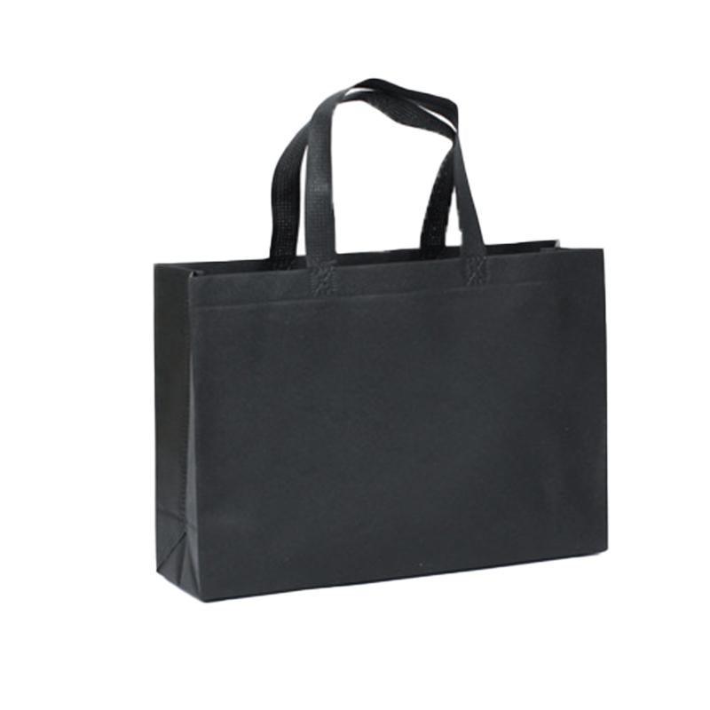 100PCS Reusable Non Woven Shopping Bags Eco Friendly Washable Tote Bags Black - 41X35X12CM 8