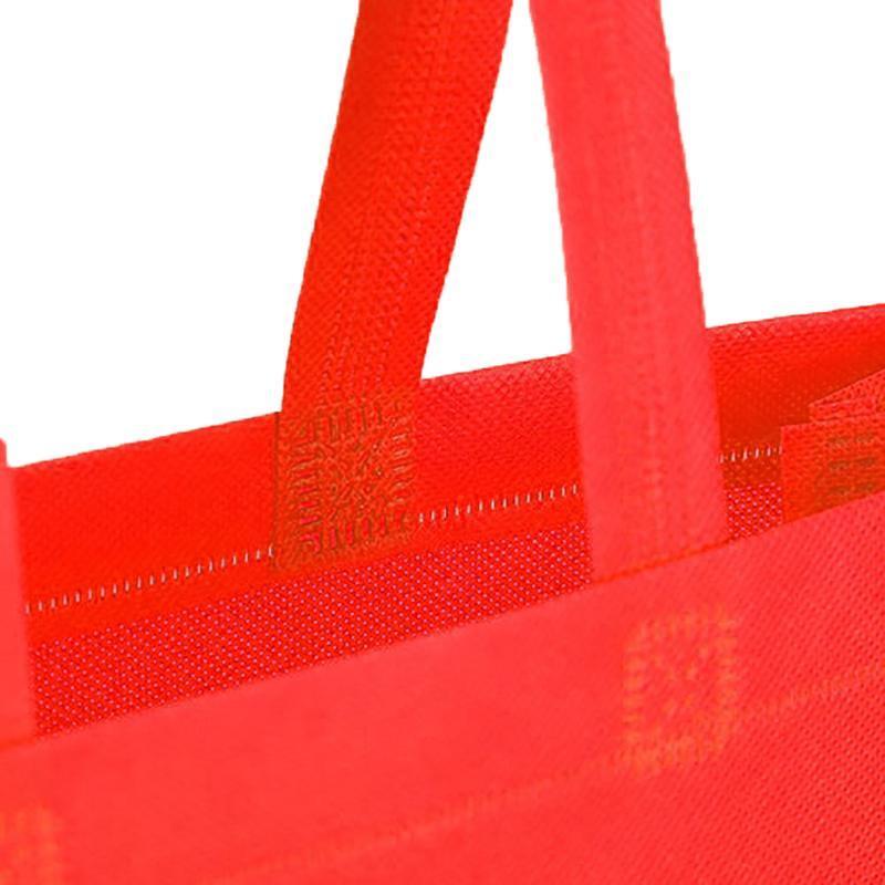 100PCS Reusable Non Woven Shopping Bags Eco Friendly Washable Tote Bags Red - 38X30X10CM 5