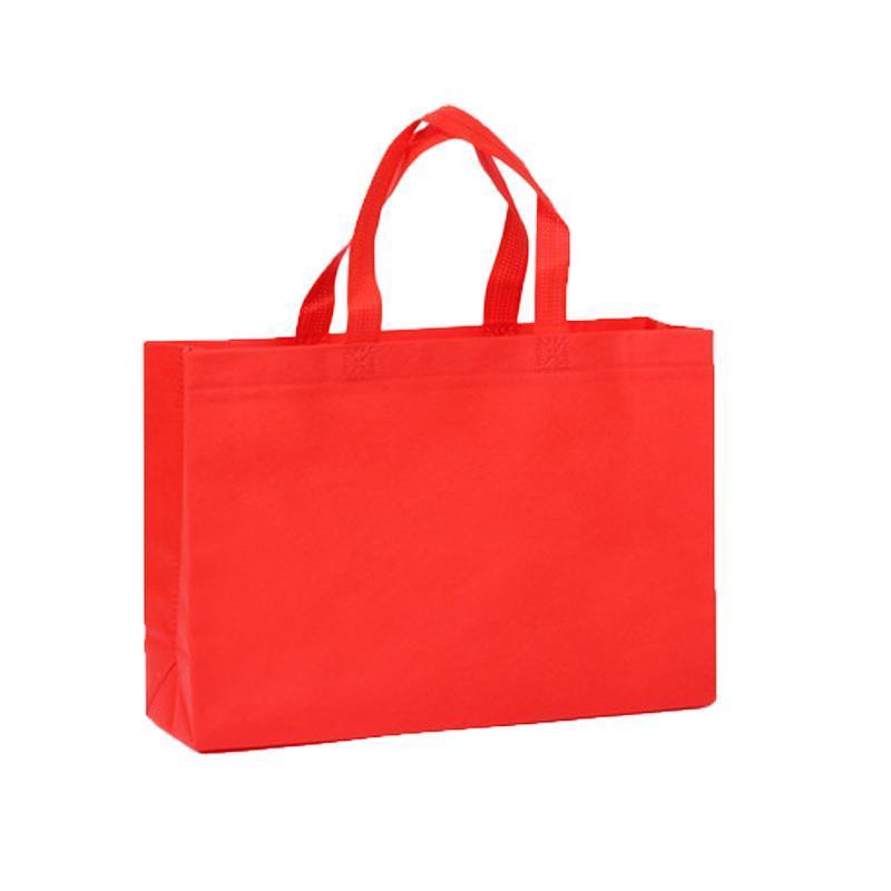 100PCS Reusable Non Woven Shopping Bags Eco Friendly Washable Tote Bags Red - 38X30X10CM 7